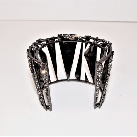 Two-tone Crystal Encrusted Origami Cuff Bangle - Picture 4 of 6
